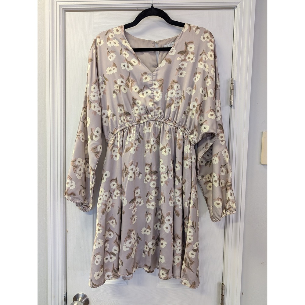 Hayden Los Angeles Floral Empire Waist Mini Dress Mauve Taupe Whimsigoth Small